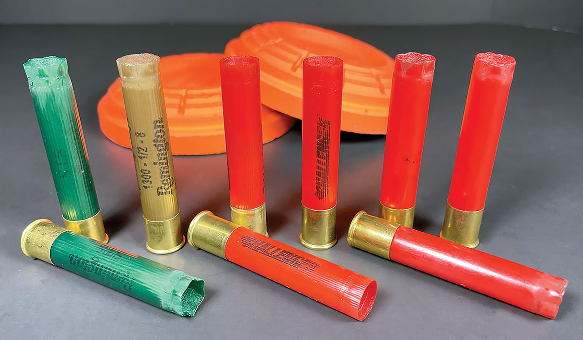 Unlike other gauges, the finding 2½-inch 410 hulls for reloading is challenging. Domestically-produced hulls generally provide the longest longevity, but if only imported variants are available, they’re perfectly serviceable. Four-ten hulls included in testing included (left to right): Remington STS, Challenger (Cheddite) and Winchester AAHS.